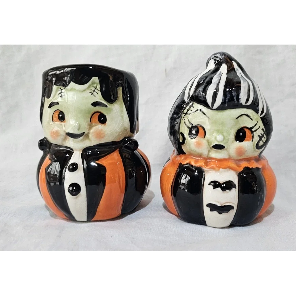 Johanna Parker Frankenstein Couple ~ Salt & Pepper Set Halloween Cute